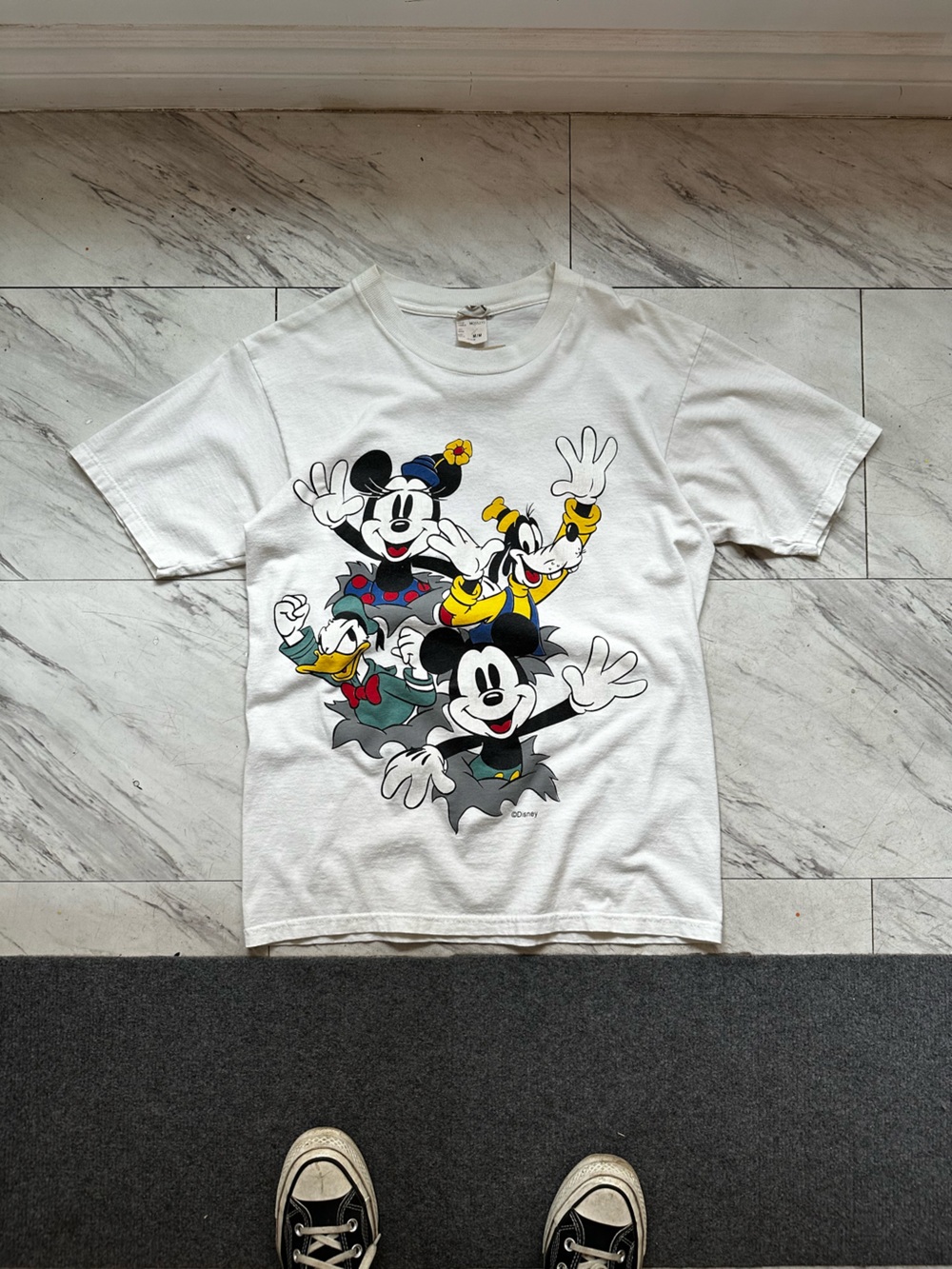 Disney White Kids Short Sleeve Tee with Mickey, Minnie, Donald & Goofy